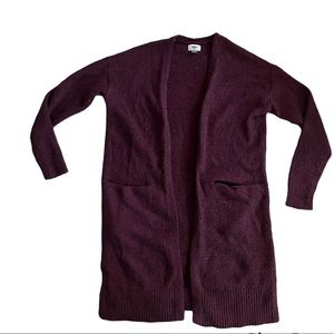 Knitted Burgundy Long Cardigan